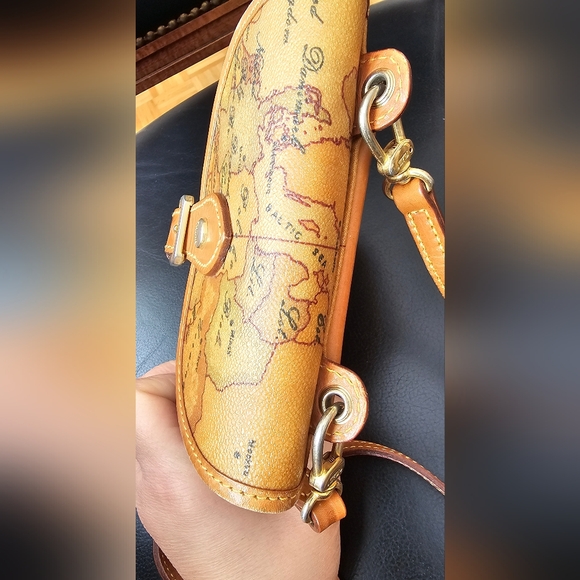 Alviero Martini 1A Classe Geo Print Brown Leather Crossbody Purse B-5 - Picture 6 of 13